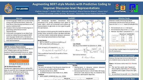 Augmenting BERT-style Models with Predictive Coding to Improve Discourse-level Representations