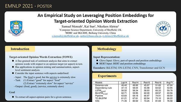 An Empirical Study on Leveraging Position Embeddings for Target-oriented Opinion Words Extraction