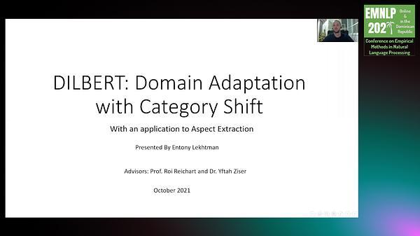 DILBERT: Customized Pre-Training for Domain Adaptation with Category Shift, with an Application to Aspect Extraction