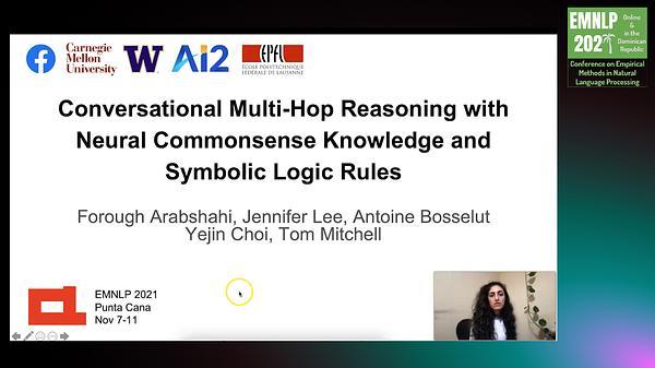 Conversational Multi-Hop Reasoning with Neural Commonsense Knowledge and Symbolic Logic Rules