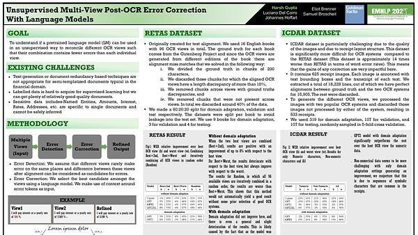 Unsupervised Multi-View Post-OCR Error Correction With Language Models
