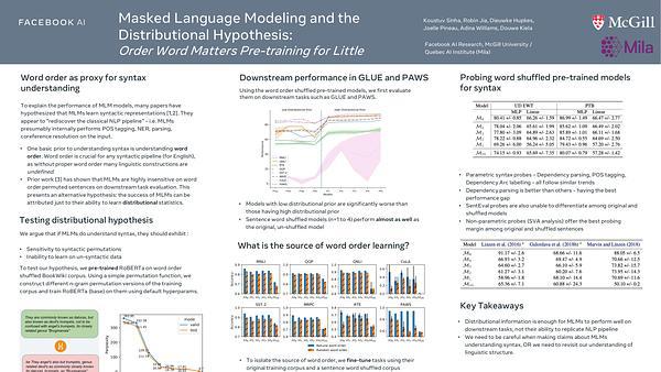 Masked Language Modeling and the Distributional Hypothesis: Order Word Matters Pre-training for Little