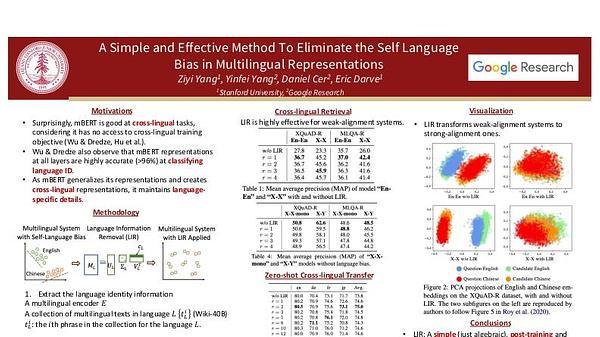 A Simple and Effective Method To Eliminate the Self Language Bias in Multilingual Representations