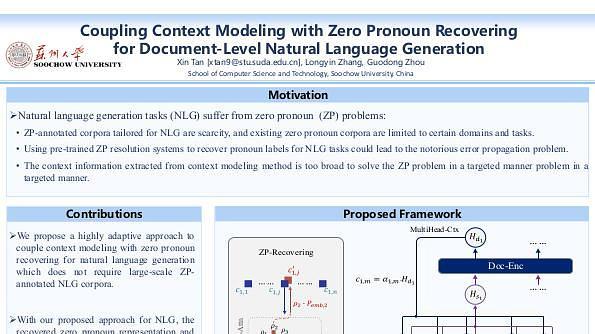 Coupling Context Modeling with Zero Pronoun Recovering for Document-Level Natural Language Generation