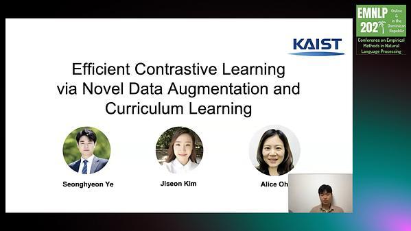 Efficient Contrastive Learning via Novel Data Augmentation and Curriculum Learning