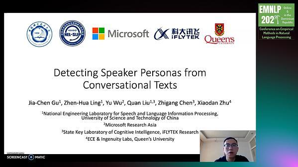 Detecting Speaker Personas from Conversational Texts
