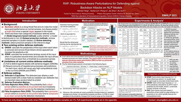 RAP: Robustness-Aware Perturbations for Defending against Backdoor Attacks on NLP Models