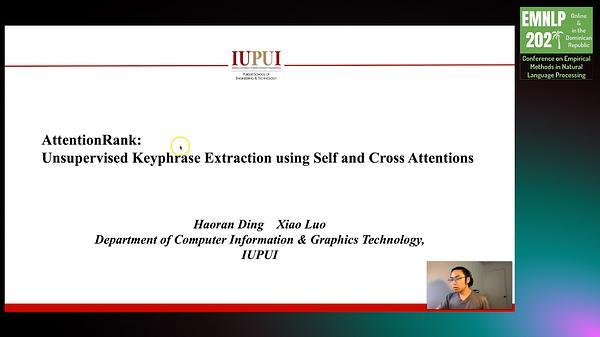 AttentionRank: Unsupervised Keyphrase Extraction using Self and Cross Attentions