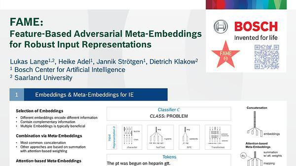 FAME: Feature-Based Adversarial Meta-Embeddings for Robust Input Representations