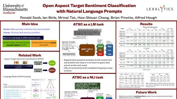 Open Aspect Target Sentiment Classification with Natural Language Prompts