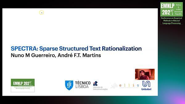 SPECTRA: Sparse Structured Text Rationalization
