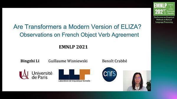 Are Transformers a Modern Version of ELIZA? Observations on French Object Verb Agreement