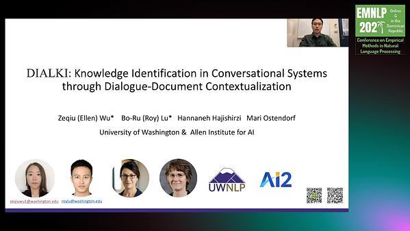 DIALKI: Knowledge Identification in Conversational Systems through Dialogue-Document Contextualization