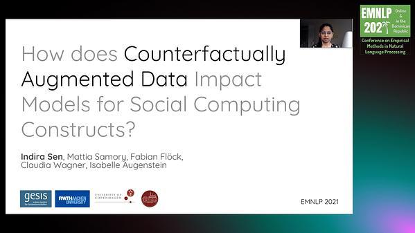 How Does Counterfactually Augmented Data Impact Models for Social Computing Constructs?