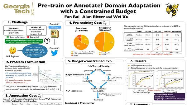 Pre-train or Annotate? Domain Adaptation with a Constrained Budget