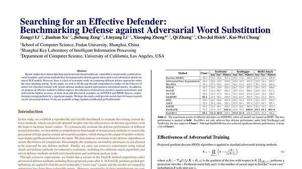 Searching for an Effective Defender: Benchmarking Defense against Adversarial Word Substitution