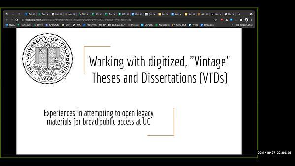 Working with Digitized, "Vintage" Theses and Dissertations (VTDs)