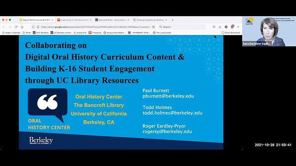 Collaborating on Digital Oral History Curriculum Content and Building K-16 Student Engagement through UC Library Resources