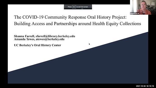 The COVID-19 Community Response Oral History Project: Building Access and Partnerships around Health Equity Collections;