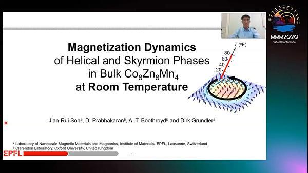 Magnetization Dynamics of Helical and Skyrmion Phases in Bulk Co8Zn8Mn4 at Room Temperature