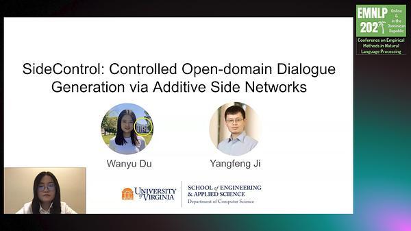 SideControl: Controlled Open-domain Dialogue Generation via Additive Side Networks