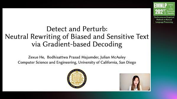 Detect and Perturb: Neutral Rewriting of Biased and Sensitive Text via Gradient-based Decoding