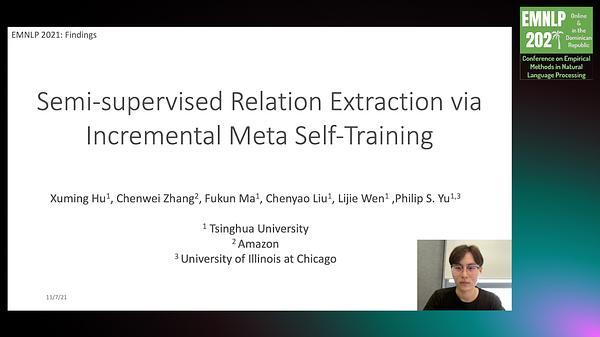 Semi-supervised Relation Extraction via Incremental Meta Self-Training