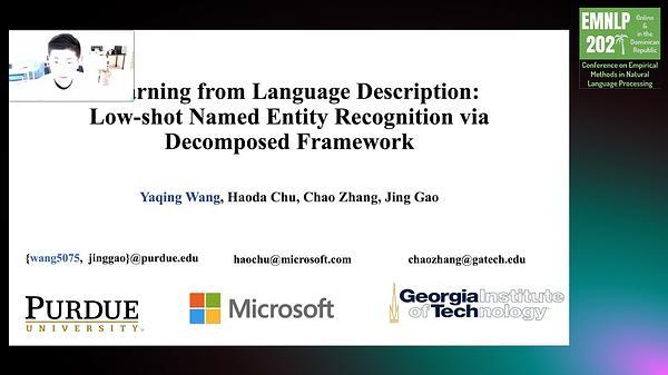 Learning from Language Description: Low-shot Named Entity Recognition via Decomposed Framework