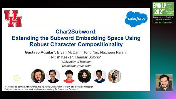 Char2Subword: Extending the Subword Embedding Space Using Robust Character Compositionality