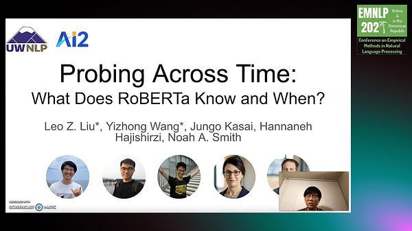 Probing Across Time: What Does RoBERTa Know and When?