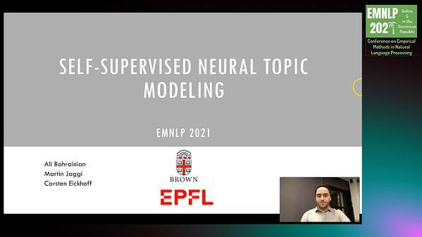 Self-Supervised Neural Topic Modeling