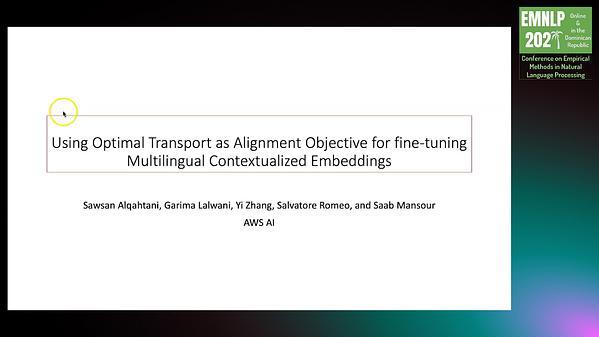 Using Optimal Transport as Alignment Objective for fine-tuning Multilingual Contextualized Embeddings