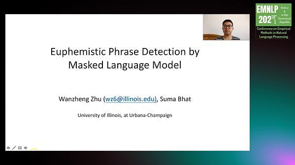 Euphemistic Phrase Detection by Masked Language Model
