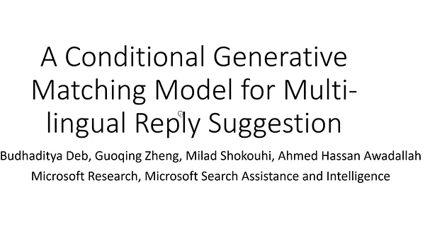 A Conditional Generative Matching Model for Multi-lingual Reply Suggestion
