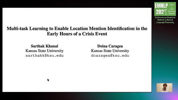 Multi-task Learning to Enable Location Mention Identification in the Early Hours of a Crisis Event