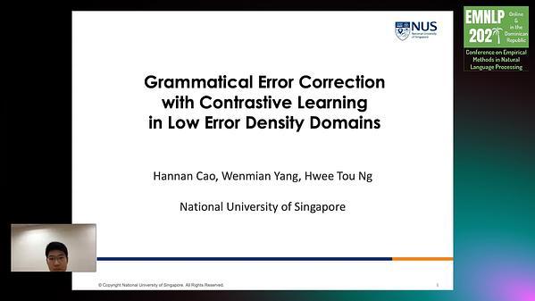 Grammatical Error Correction with Contrastive Learning in Low Error Density Domains