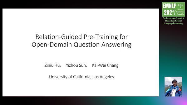 Relation-Guided Pre-Training for Open-Domain Question Answering