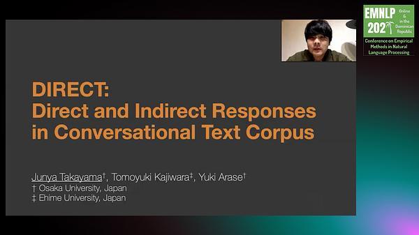 {DIRECT}: Direct and Indirect Responses in Conversational Text Corpus