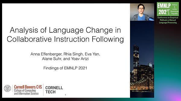 Analysis of Language Change in Collaborative Instruction Following