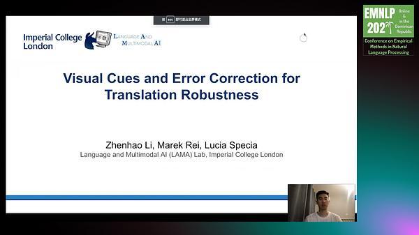 Visual Cues and Error Correction for Translation Robustness