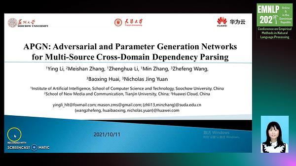 APGN: Adversarial and Parameter Generation Networks for Multi-Source Cross-Domain Dependency Parsing