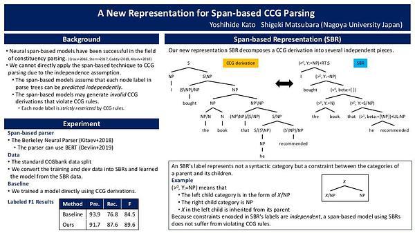 A New Representation for Span-based CCG Parsing