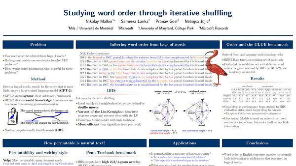 Studying word order through iterative shuffling