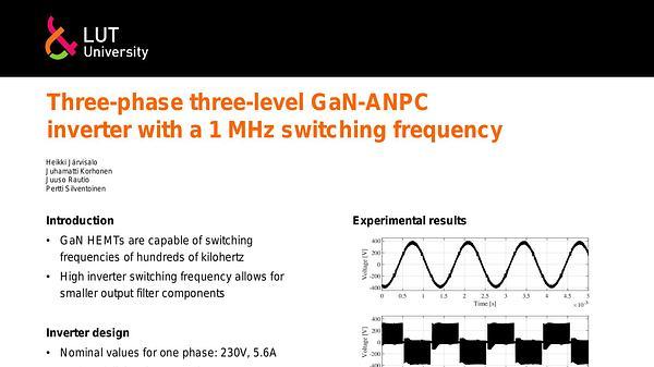 Three-phase three-level GaN-ANPC inverter with a 1 MHz switching frequency