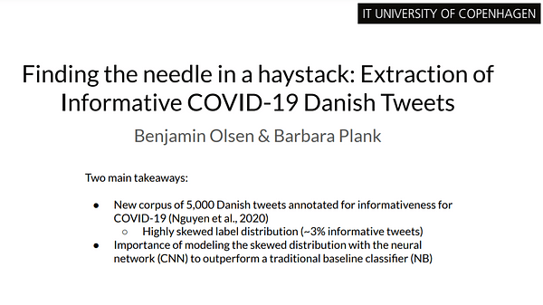 Finding the needle in a haystack: Extraction of Informative COVID-19 Danish Tweets