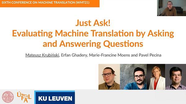 Just Ask! Evaluating Machine Translation by Asking and Answering Questions