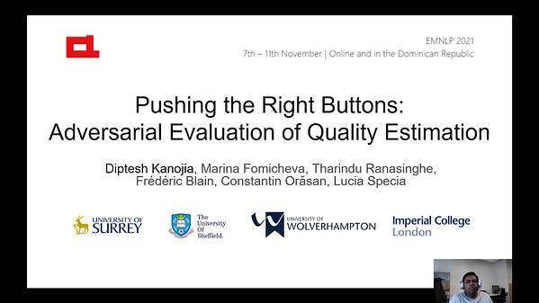 Pushing the Right Buttons: Adversarial Evaluation of Quality Estimation