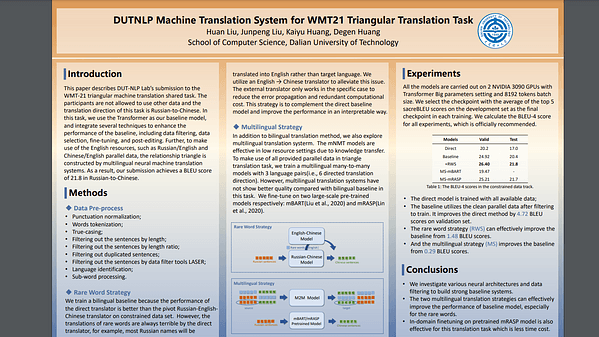 DUTNLP Machine Translation System for WMT21 Triangular Translation Task