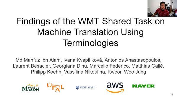 Findings of the WMT Shared Task on Machine Translation Using Terminologies