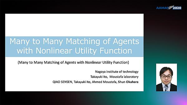 Many to Many Matching of Agents with Nonlinear Utility Function